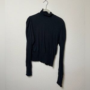 Dark Charcoal Grey Scrunched Turtleneck